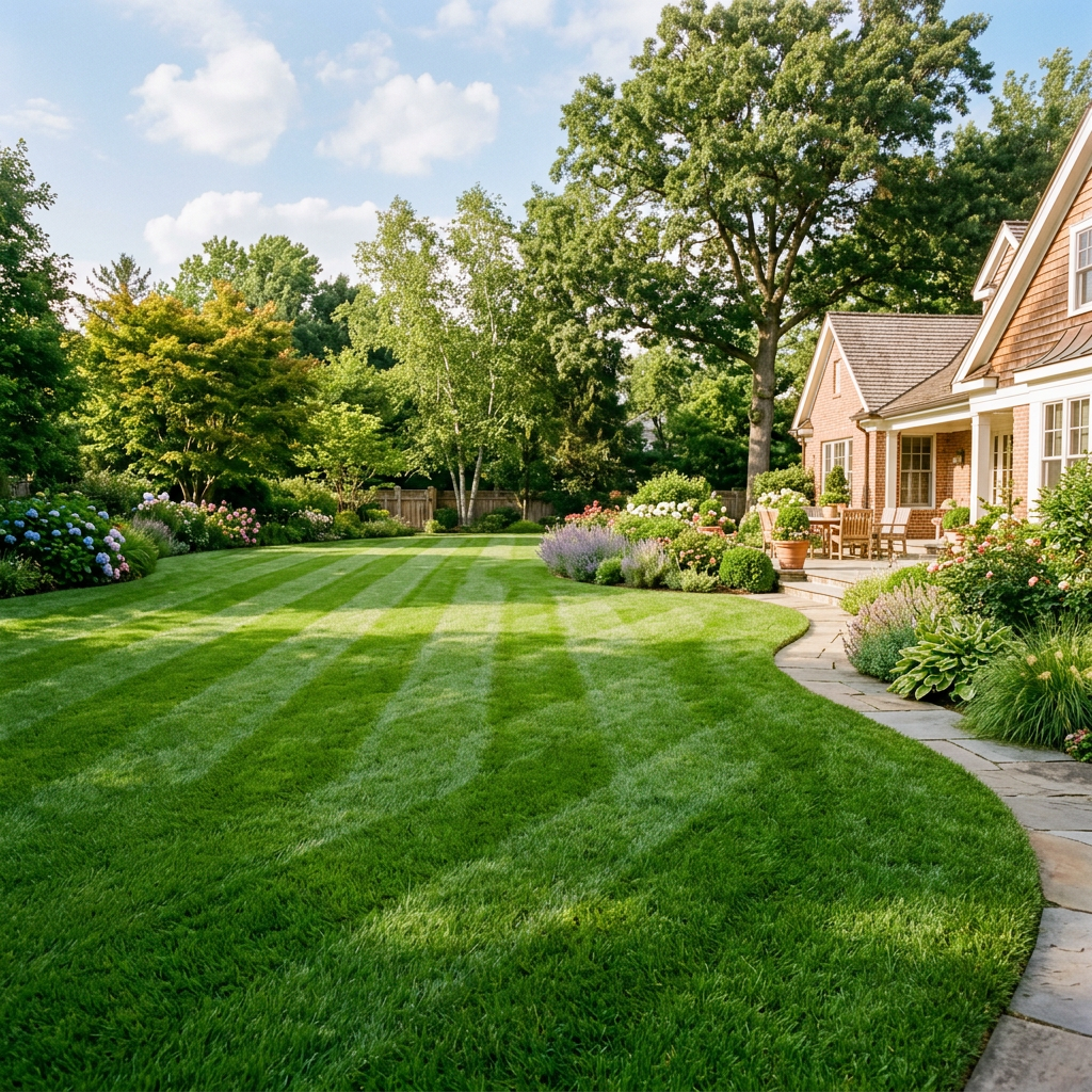 Well-maintained green lawn
